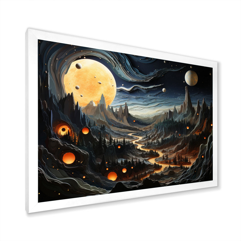 «Asteroid Ascendancy Landscape I», reproduction sur toile, H 30 po x l 40 po x P 1,5 po, Cadre simple blanc