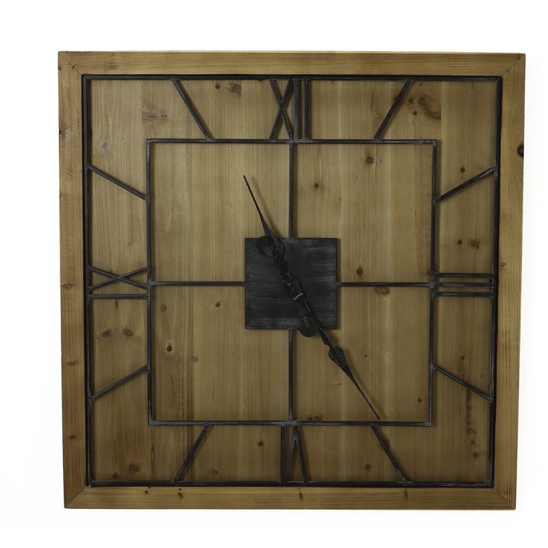 Yadiel Wall Clock, 60cm H x 60cm W x 5cm D, Brown/Black