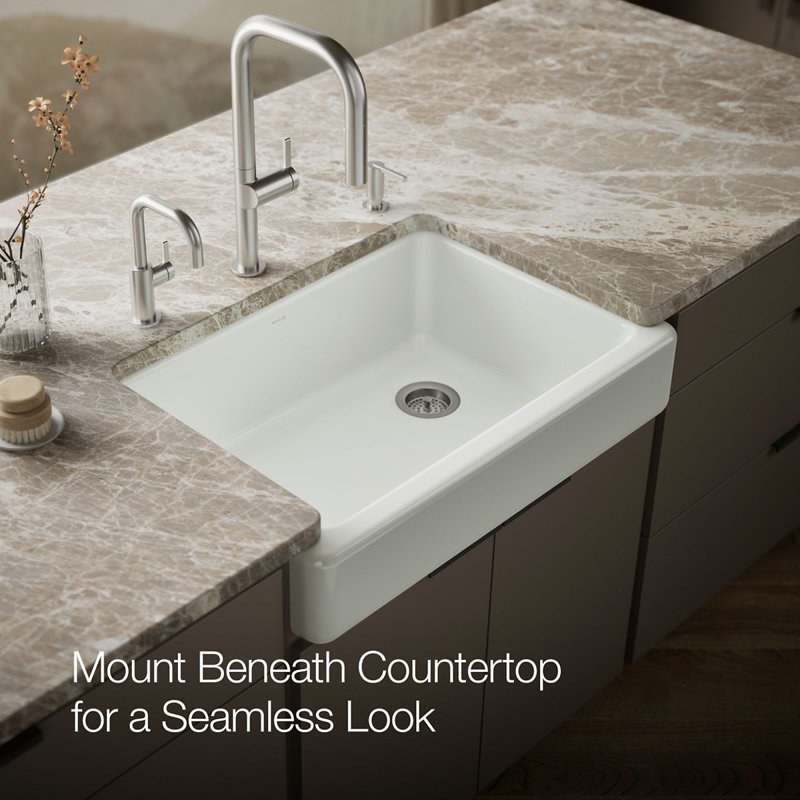 Whitehaven® Self-Trimming 32-1/2" L x 21-9/16" W x 9-5/8" Under-Mount Single-Bowl Sink with Short Apron, Sea Salt