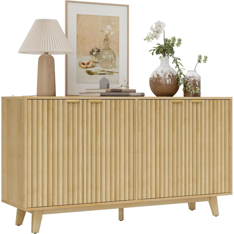 Fluted Sideboard With 4 Doors & Adjustable Shelves – Oak