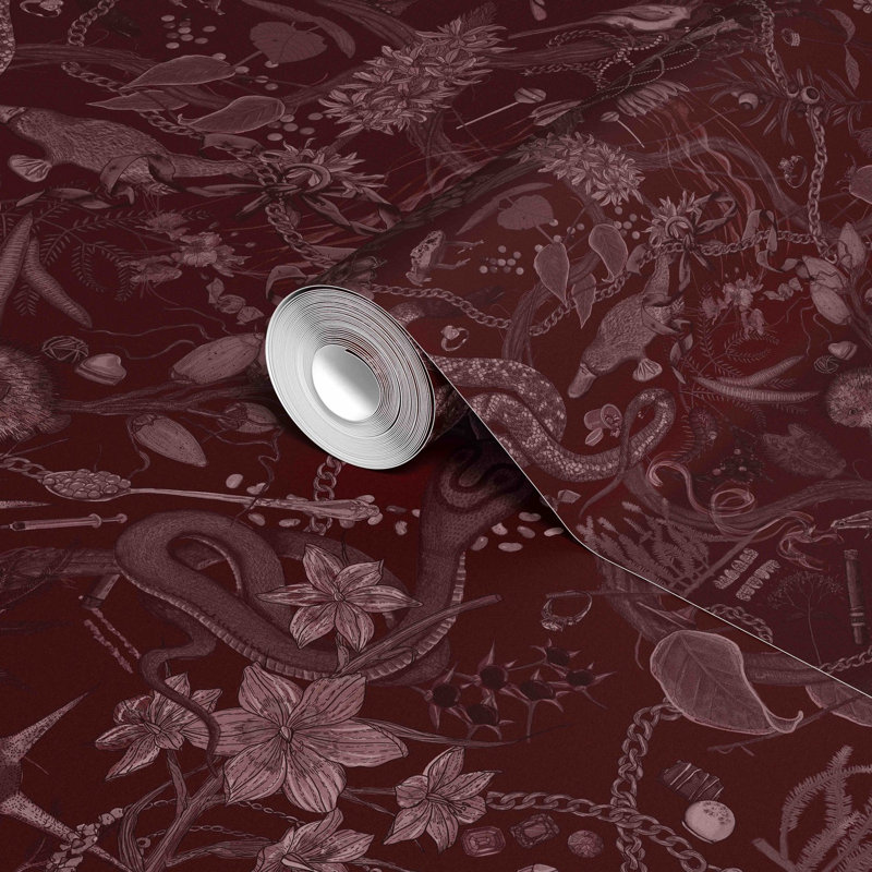 Glamour Life Wallpaper, Red/Burgundy/Maroon