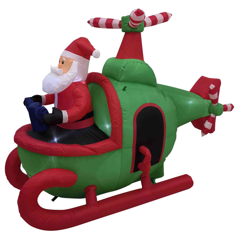 Lighted Inflatable Santa With Helicopter Outdoor Christmas Decoration -7'