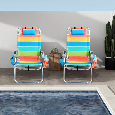 Stripes Aluminum Folding Beach Chair(Set Of 2)