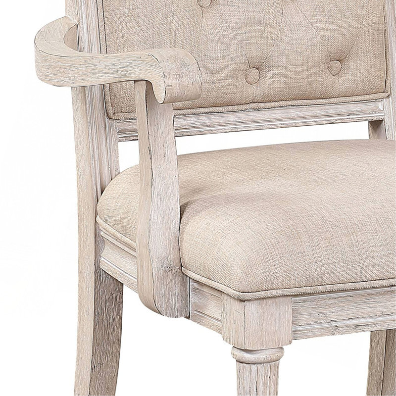 Chaise avec accoudoirs à finition blanc antique (ensemble de 2)