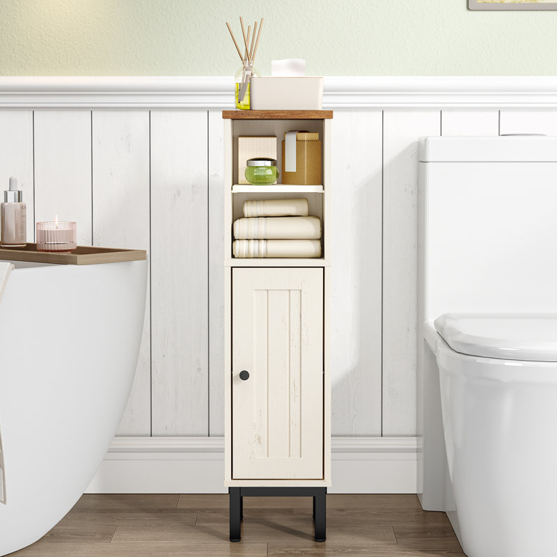 Armoire de rangement de salle de bain, armoire de coin avec tablettes, sens d'ouverture de porte personnalisé, organisateur de salle de bain avec tablette réglable pour la cuisine, le salon, armoires à papier hygiénique blanc brun