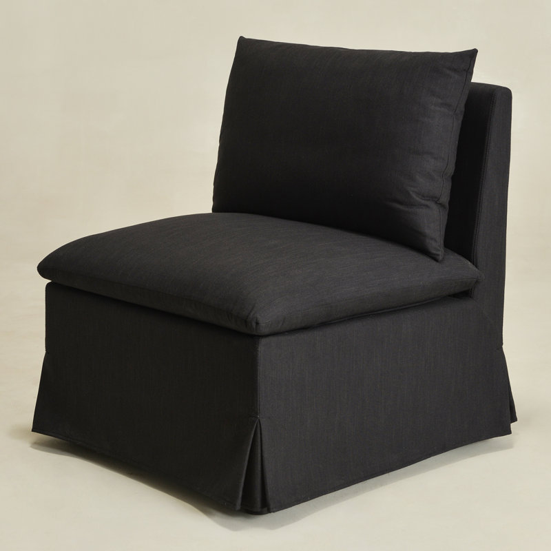 Crampton Performance Fabric Down Fill Slipcover Side Dining Chair, Black