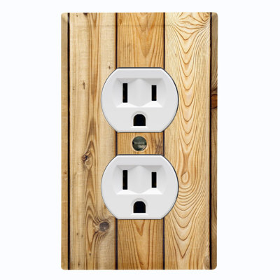 Couvercle de plaque d'interrupteur en métal; Rectangle 1 US de taille US - Image imprimée de planches de clôture en bois