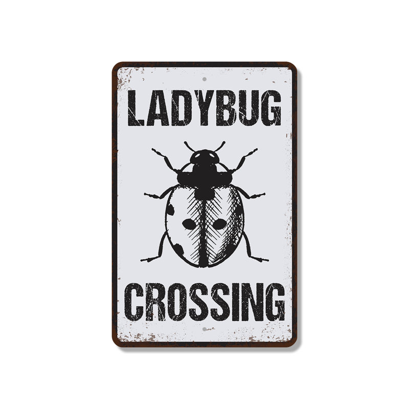 Enseigne en plastique 8 po x 12 po Ladybug Crossing