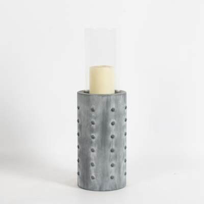 Porte-votive en bois haut cylindrique cloutée