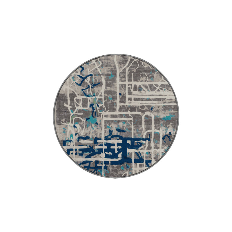 Tapis gris soyeux et moelleux, Rond 4 pi