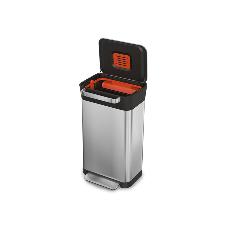 Joseph Joseph Titan Compacteur de déchets avec contrôle des odeurs intégré, 23 gallons, Acier inoxydable/noir