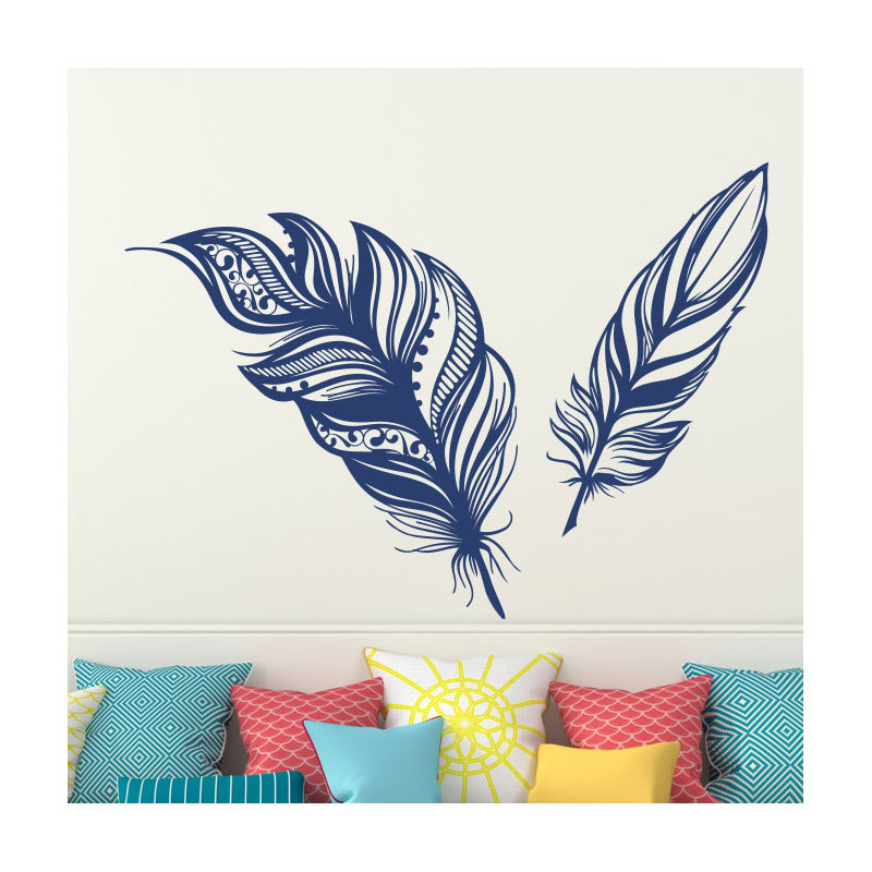 Adhésif décoratif plumes, H 22 po x l 31 po, Bleu glacier