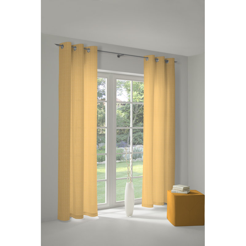 Salguero Eyelet Opaque Single Curtain, Yellow., 145cm Width x 145cm Drop