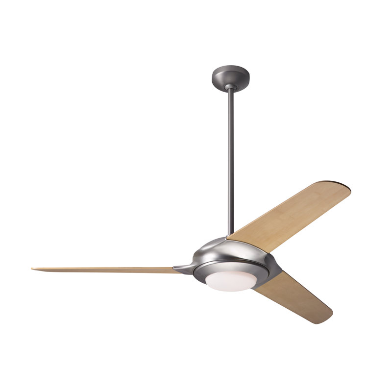 LED Downrod Ceiling Fan, Matte Nickel, Handheld Remote Control (2-wire), Bamboo
