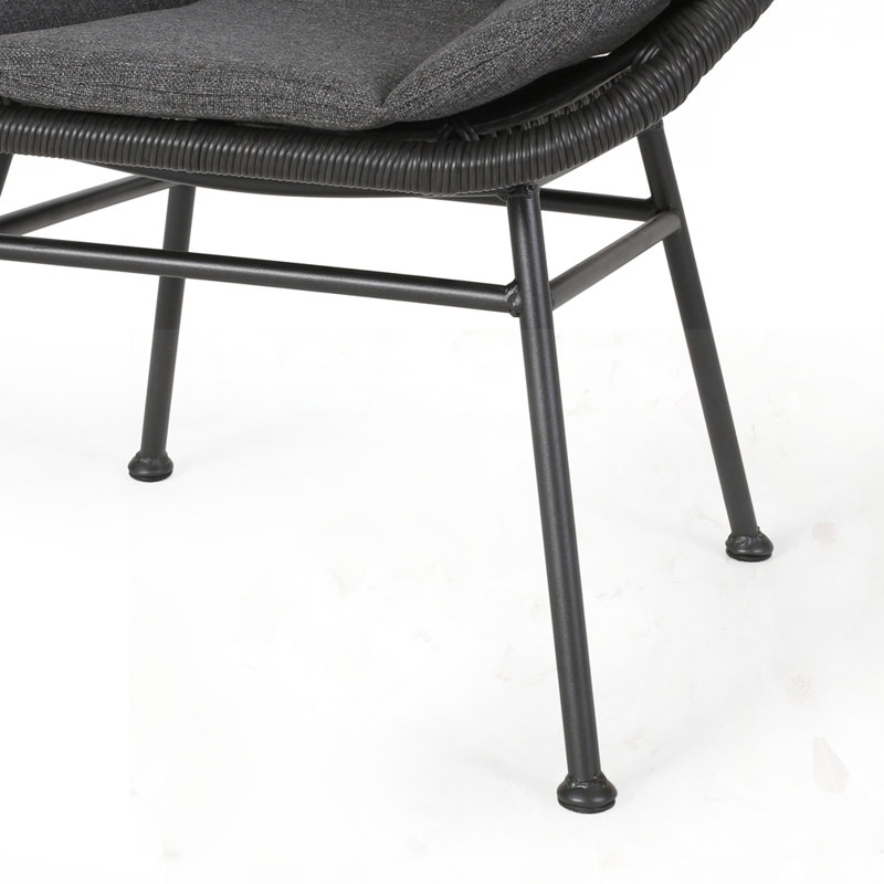 Chaise de patio avec coussins (ensemble de 2), Gris, Noir, noir, noir, noir