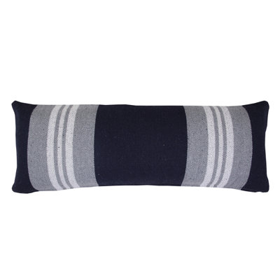Club Double Rectangular Striped Fringed Cotton Throw Pillow Cover