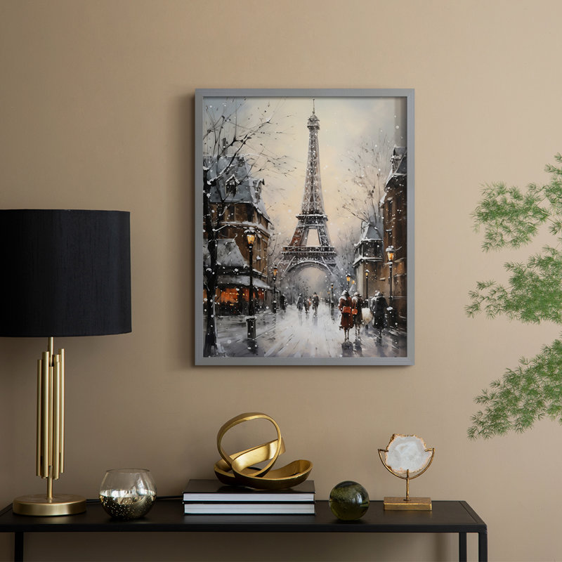 «Christmas Holiday Art», reproduction encadrée en bois massif, H 15 po x l 12 po, Gris