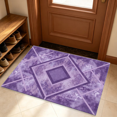 Tapis mauve moderne géométrique - facile à nettoyer, lavable à la machine, doux et confortable; convient aux tapis de porte, aux cuisines, aux salons, aux chambres à coucher, aux couloirs et aux buanderies. Tapis facile à nettoyer et durable pour la décoration intérieure.