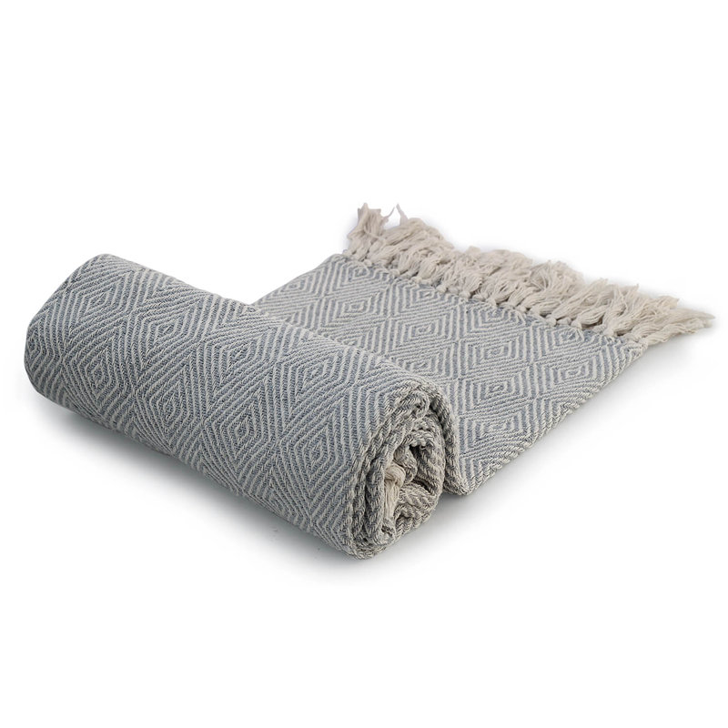 Throw Blanket, Gray/Beige, Geometric Shapes