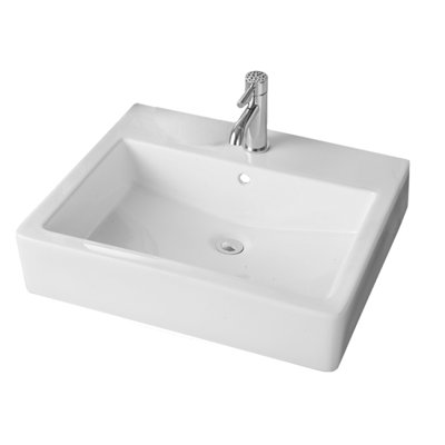 Box 24 Vessel Lavatory White Bathroom Sink, 23" x 19" Rectangular Vitreous China with Overflow