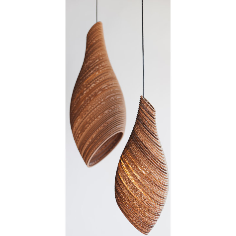 Scraplights Organic Nest Recycled Cardboard Pendant Light, 24" H x 9" W x 9" D, Natural