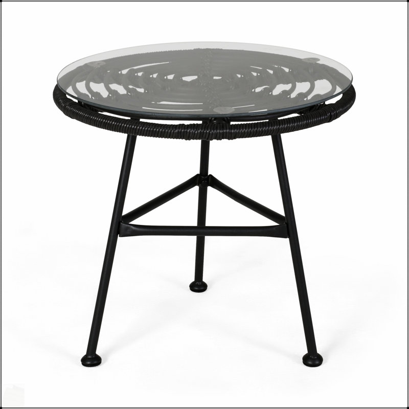 Table d'appoint en faux rotin Orlando, Gris