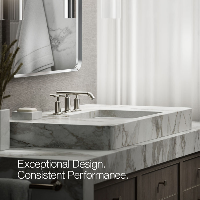 Purist Widespread Bathroom Sink Faucet with Low Cross Handles and Low Spout, Vibrant Polished Nickel