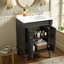 Meuble-lavabo autoportant 24 po avec lavabo en céramique, armoire de rangement avec cadre en bois massif et tablette de rangement 24 po-1491601353-1491601349