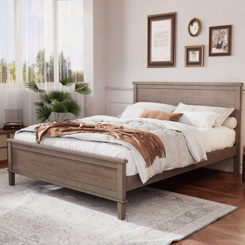 Lit standard en bois, Brun, Grand