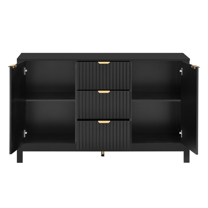 Buffet en bois Wave Design, Noir