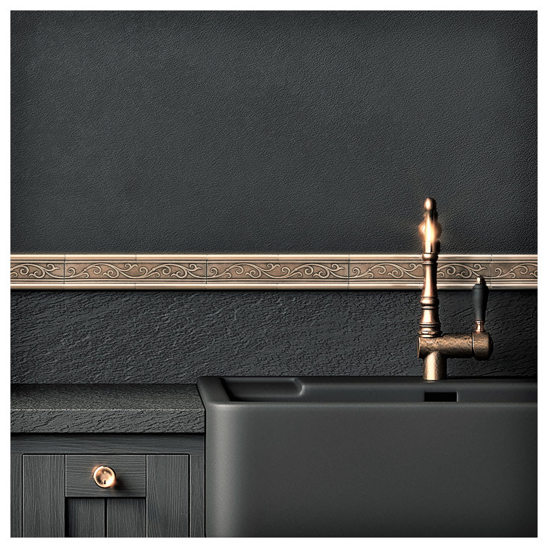 Cypress Metal Antique Copper 4.5cm. x 30cm. Border Wall Accent Tile Trim ( PACK OF 5 PIECE ), Gold