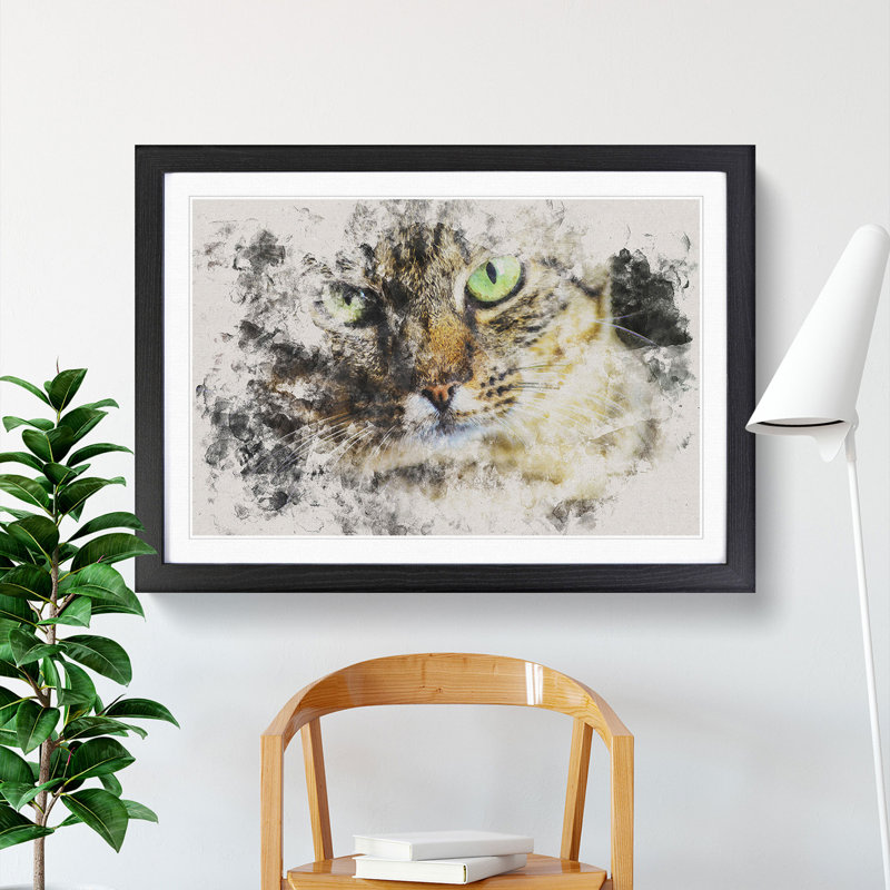 Portrait of a Cat Vol.6 - Picture Frame Graphic Art, 65cm H x 90cm W x 2cm D, Black Framed