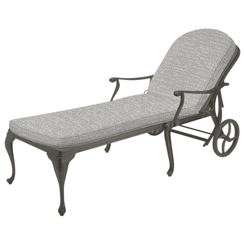 Provance Cast Outdoor Chaise Lounge Wheels Included, No Welt, Slate Gray, Tweed Toffee