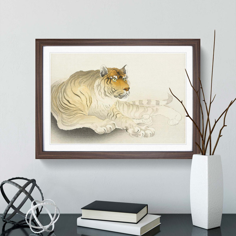 Tiger by Ohara Koson - Picture Frame Painting Print, Walnut Framed, 48cm H x 65cm W x 2cm D