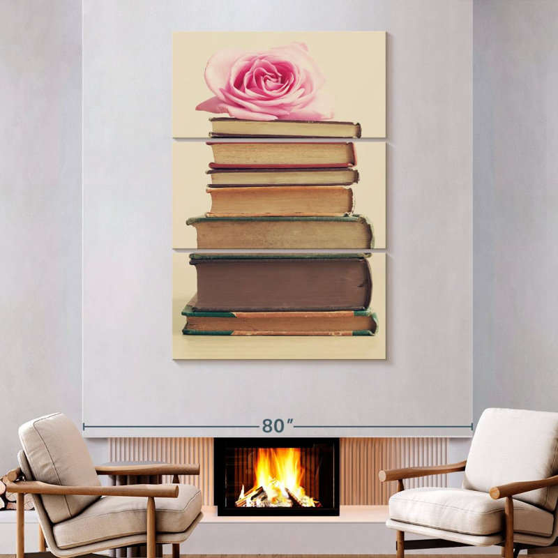 Kerner Rose On Books, 74" H x 48" W