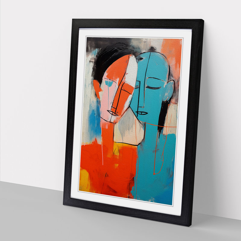 Two Men in Love Gestural Art - Framed Print, Black Framed, 64cm H x 46cm W