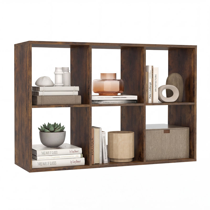 70cm H x 104cm W Cube Bookcase, Dark Brown