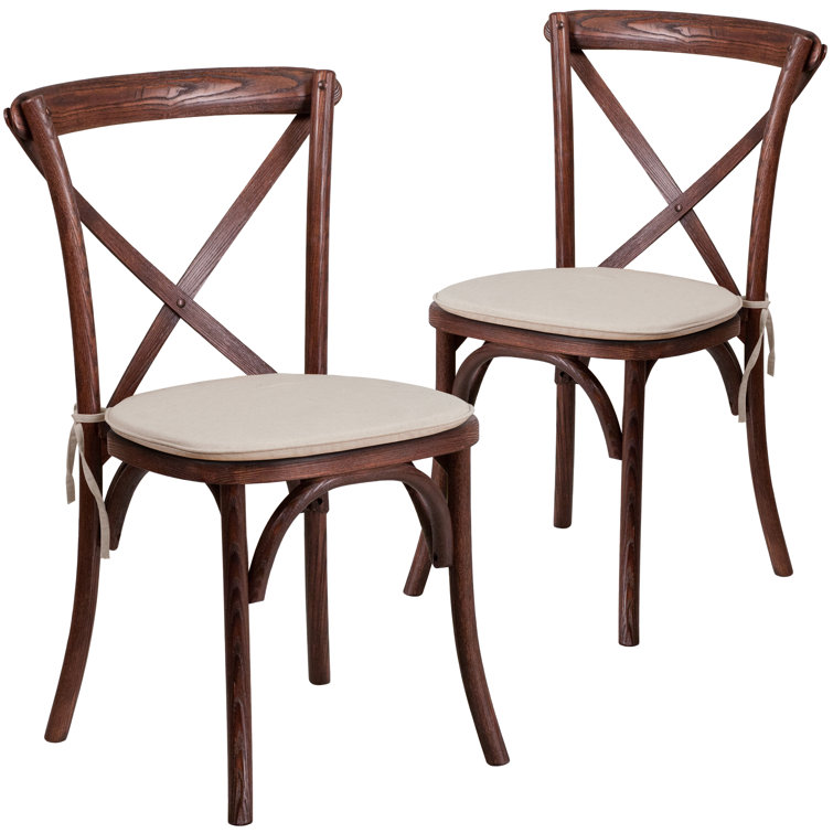 Arquit Series Stackable Wood Cross Back Bistro Dining Chair with Cushion