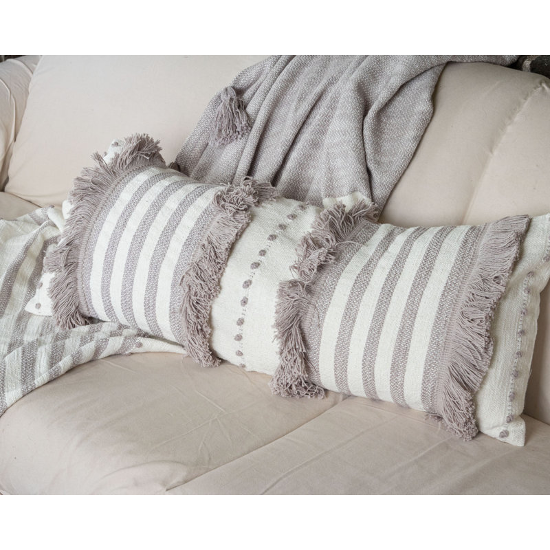 Fringed Cotton Throw Pillow