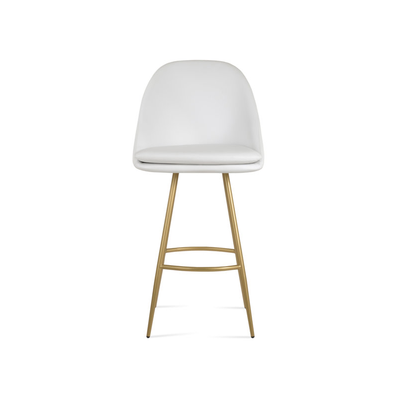 Tabouret Avanos Galata, Tabouret de bar (siège d'une hauteur de 28,7 po), Laiton, Blanc