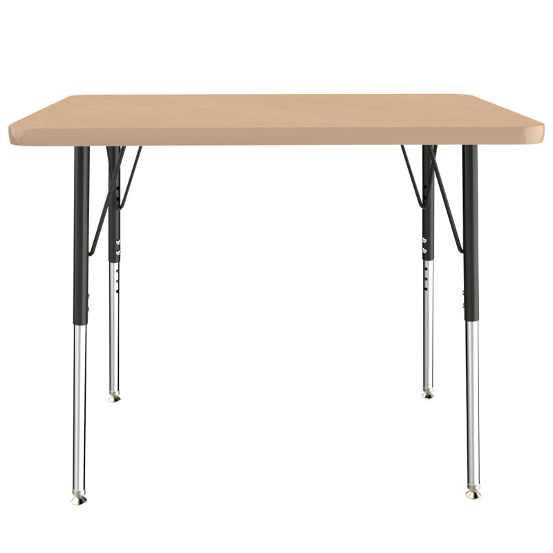 Table d'activité rectangulaire à hauteur réglable en forme de T, 24 po x 60 po, Érable / érable / noir