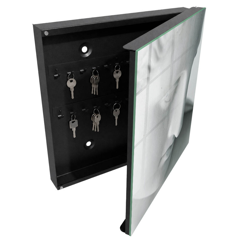 Key cabinet for home, Opens to the right, 30x30x5, White, An elegant sculpture full of subtlety, 