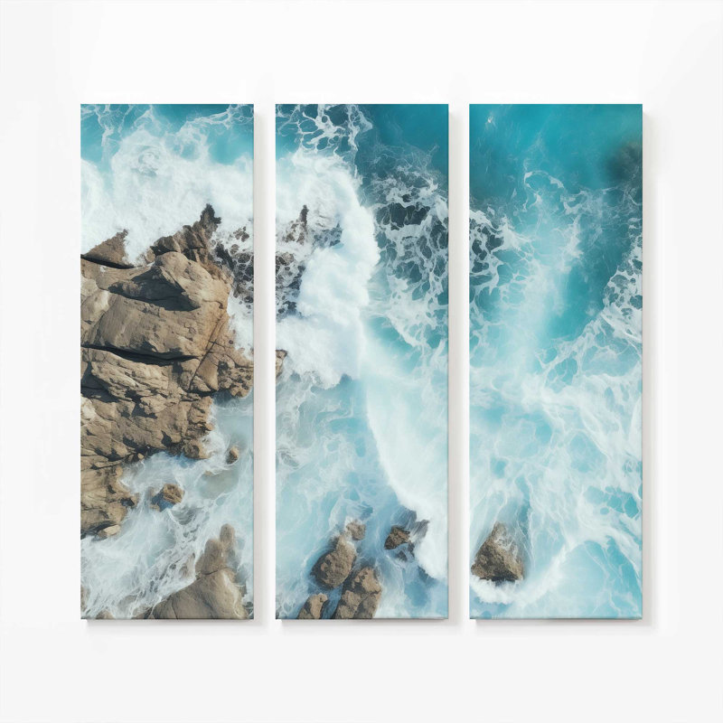 Sapphire Seaside Dance | 2 Panel Split Large Canvas Print | Combined, 48" H x 48" W