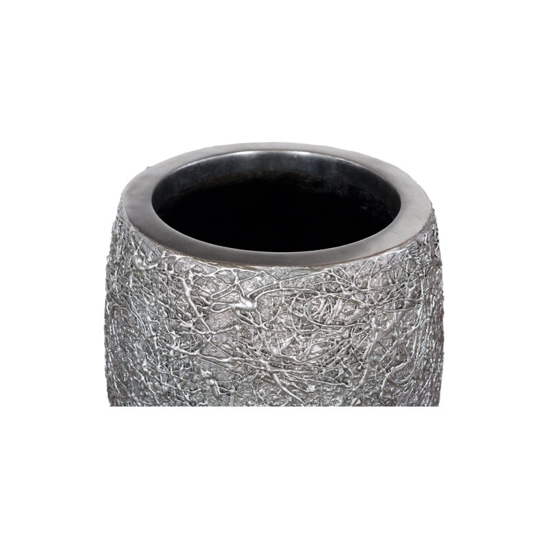 String Theory Resin Pot Planter, Silver, 32" H x 19" W x 19" D