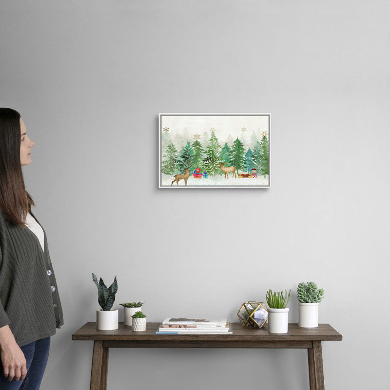 Magie de Noël - reproduction d'art sur toile, Cadre blanc, H 14 po x l 20 po x P 1,75 po