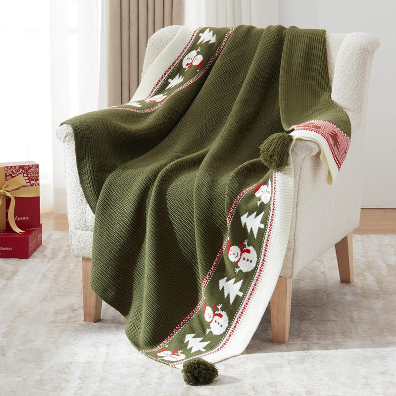 Walensee Christmas Throw Blanket, Ultra Soft Knit Blanket, Lightweight Warm Decor Blanket, 50"x60", Green