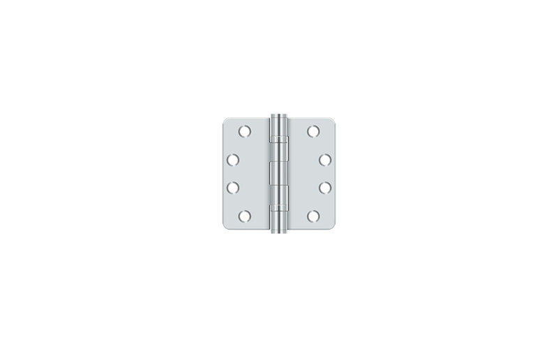 Deltana S44R4HDB5 4" x 4" x 1/4" Radius Hinge, HD, Ball Bearings in Antique Brass Pair, Polished Chrome