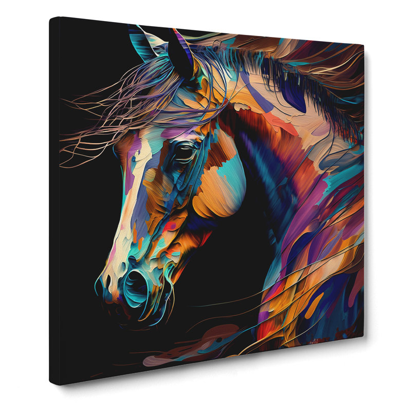 Horse Abstract Art - Wrapped Canvas, 35cm H x 35cm W x 3cm D