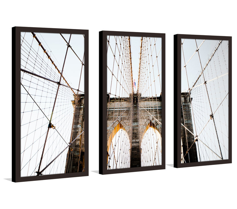 « brooklyn bridge », ensemble de 3 reproductions d’art encadrées, H 33,5 po x l 52,5 po x P 1 po