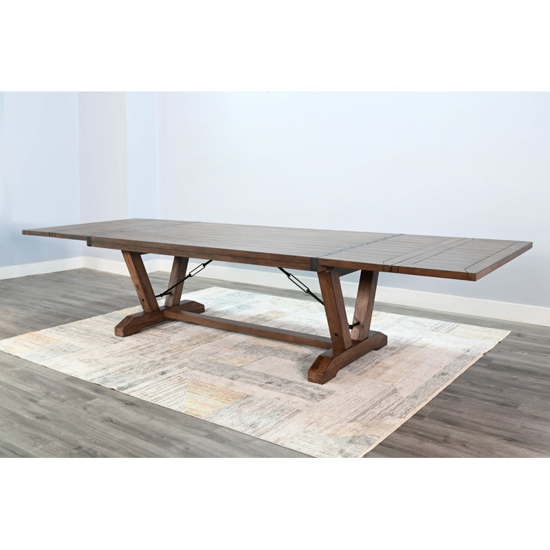 Table de salle à manger en bois d'acajou massif Ameet, Brun